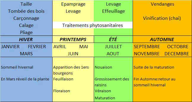 Domaine de Moquet : Calendrier du Vigneron